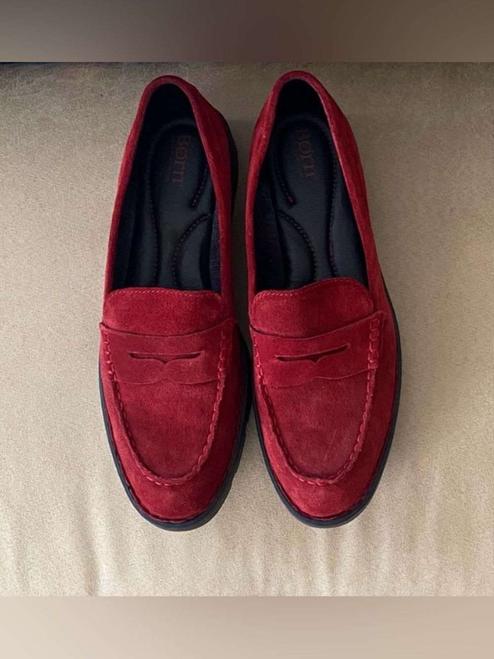 Born Red Suede Moccasins